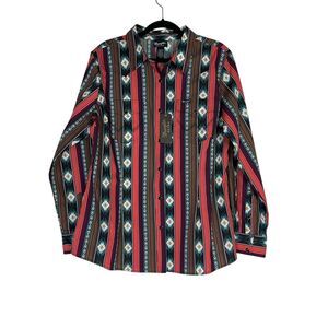 Wrangler Western Shirt Aztec Pearl Snap Rodeo Southwestern Checotah Size XL